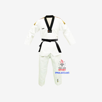 Ảnh của Võ Phục Taekwondo Hiệu Kwon Vải Kaki Sọc Vai Màu Vàng